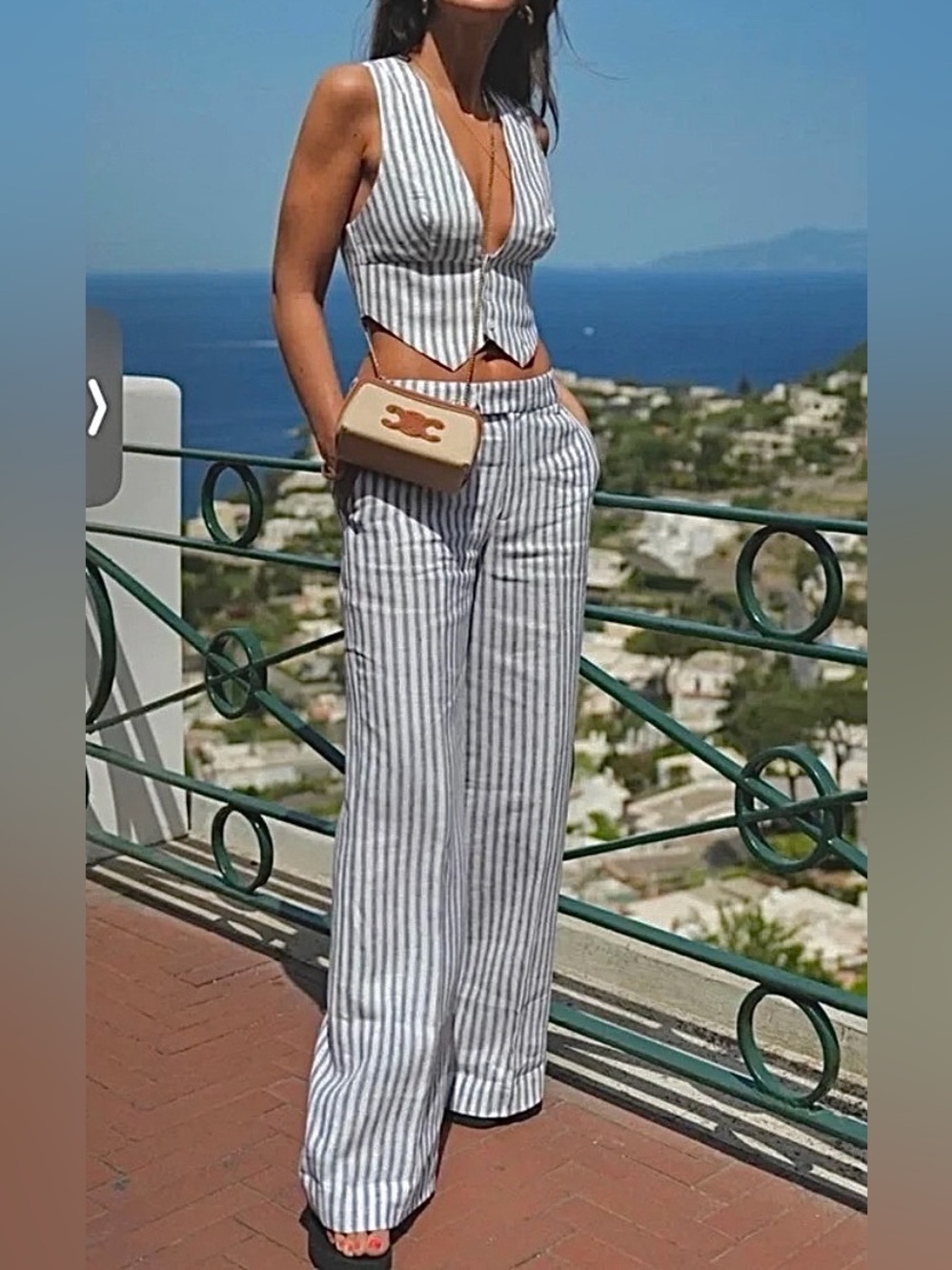 Reformation Carter Linen Striped Pants NWOT